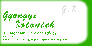 gyongyi kolonich business card